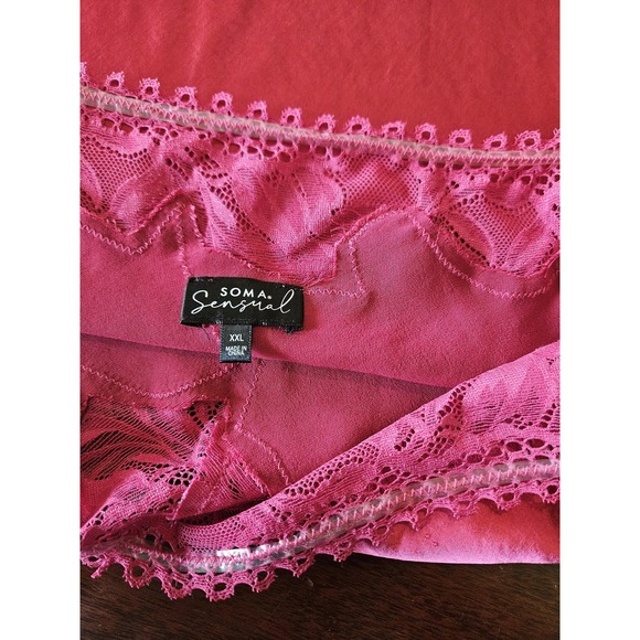 Soma Sensual Lace Camisole Womens XXL Pink Red Satin Sleepwear Lingerie Top - Picture 9 of 14